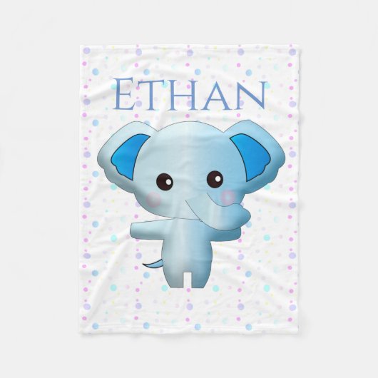 Niedlich Little Blue Boy Elephant Fleecedecke (Vorderseite)