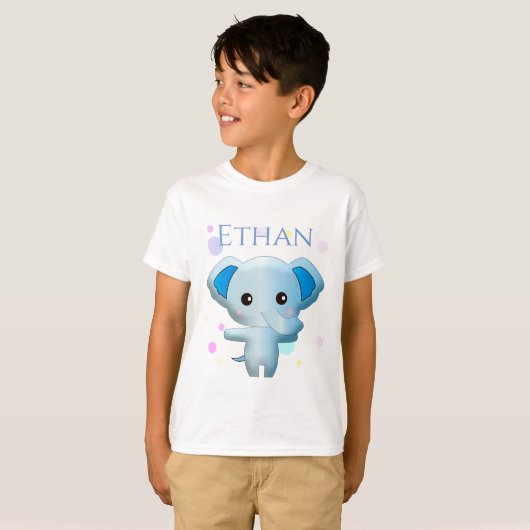 Niedlich Little Blue Boy Elephant T-Shirt (Vorne ganz)