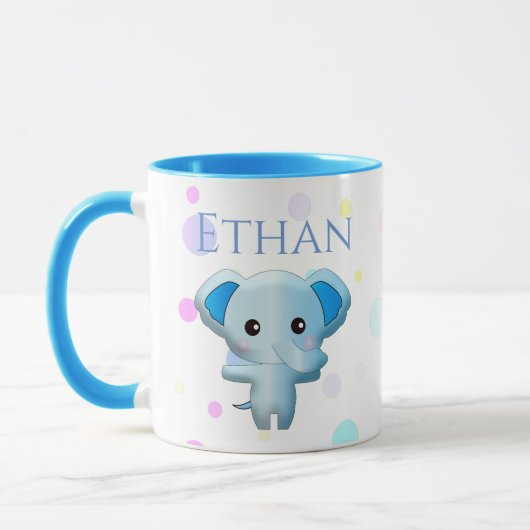 Niedlich Little Blue Boy Elephant Tasse (Links)