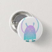 Niedlich Little Blue Monster Button (Vorne & Hinten)
