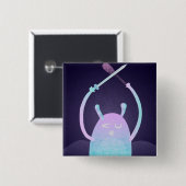 Niedlich Little Blue Monster Button (Vorne & Hinten)