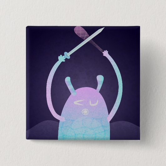 Niedlich Little Blue Monster Button (Vorderseite)