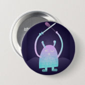 Niedlich Little Blue Monster Button (Vorne & Hinten)