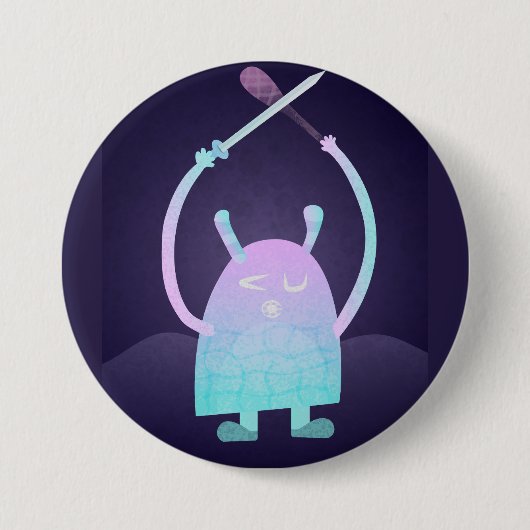 Niedlich Little Blue Monster Button (Vorderseite)