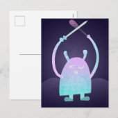 Niedlich Little Blue Monster Feiertagspostkarte (Vorne/Hinten)