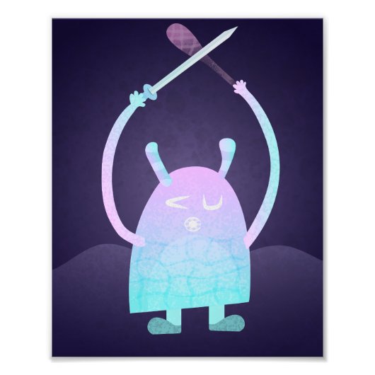 Niedlich Little Blue Monster Fotodruck (Vorne)