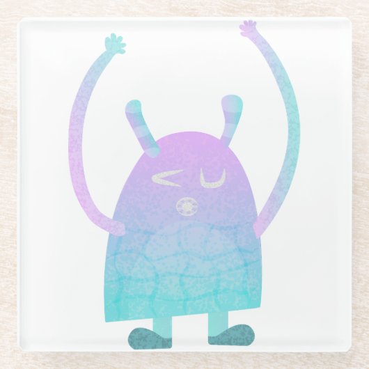 Niedlich Little Blue Monster Glasuntersetzer (Vorderseite)