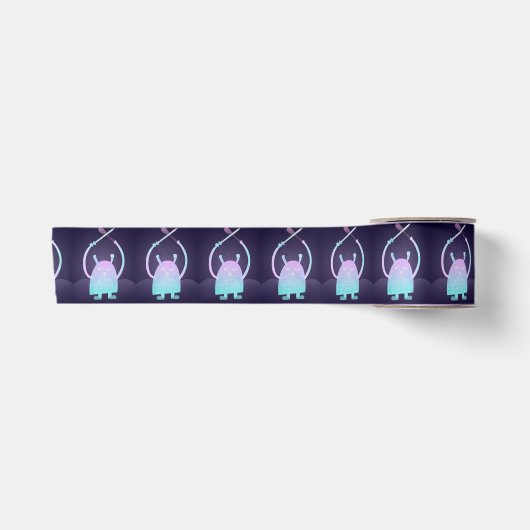 Niedlich Little Blue Monster Satinband (Vorderseite)