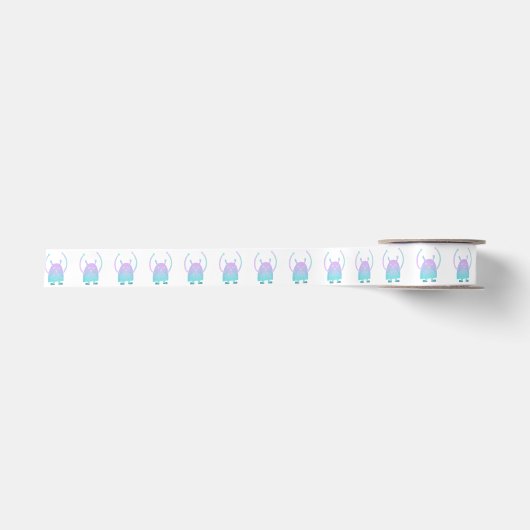 Niedlich Little Blue Monster Satinband (Vorderseite)