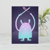 Niedlich Little Blue Monster Save The Date (Stehend Vorderseite)