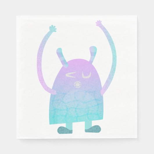 Niedlich Little Blue Monster Serviette (Vorderseite)
