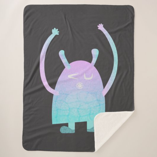 Niedlich Little Blue Monster Sherpadecke (Vorderseite)