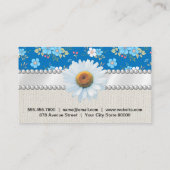 Niedlich Little Blue White Blume Visitenkarte (Rückseite)