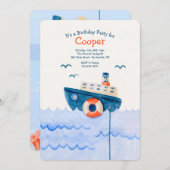 Niedlich Little Boat Birthday Party Einladung (Vorne/Hinten)