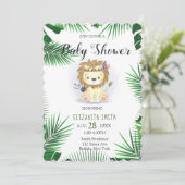 Niedlich Little Boho Lion Baby Boy Dusche Einladung (Stehend Vorderseite)