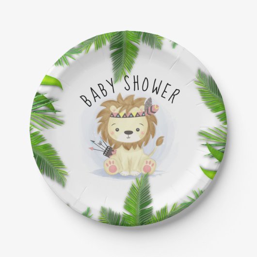 Niedlich Little Boho Lion Baby Boy Dusche Pappteller (Vorderseite)