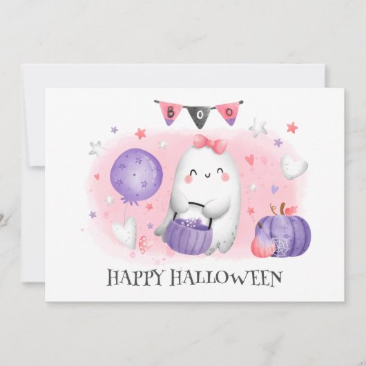 Niedlich Little Boo Baby Ghost Halloween Card Ankündigung (Vorderseite)