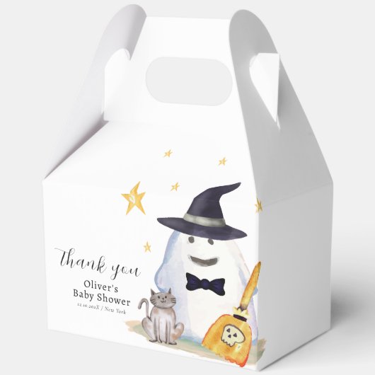 Niedlich Little Boo Ghost Boy Babydusche Danke Geschenkschachtel (Vorderseite)