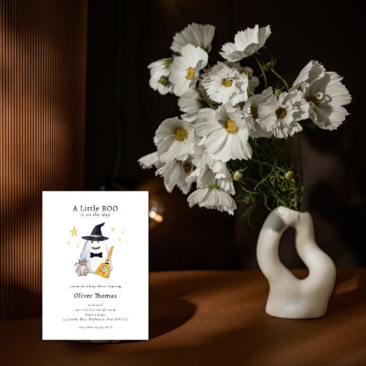 Niedlich Little Boo Ghost Hollaween Boy Baby Dusch Einladung