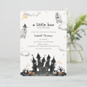 Niedlich Little Boo Ghost House Babydusche Einladung (Stehend Vorderseite)