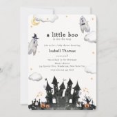 Niedlich Little Boo Ghost House Babydusche Einladung (Vorderseite)