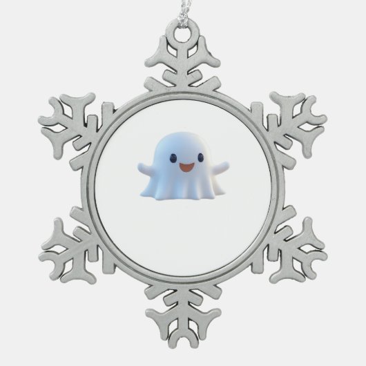 Niedlich Little Boo Retro Graphic Schneeflocken Zinn-Ornament (Vorderseite)