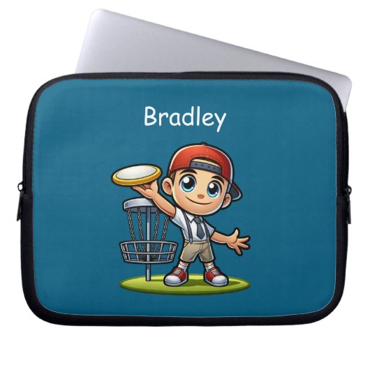 Niedlich Little Boy Playing Disk Golf Personalisie Laptopschutzhülle (Vorderseite)
