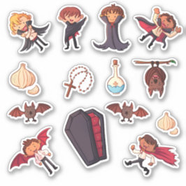 Niedlich Little Boy Vampires Halloween Sticker