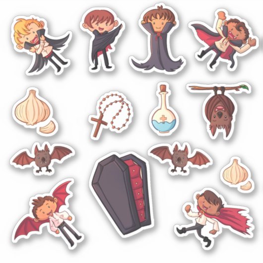 Niedlich Little Boy Vampires Halloween Sticker (Vorderseite)