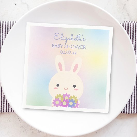 Niedlich Little Bunny & Blume Baby Girl Dusche Par Serviette