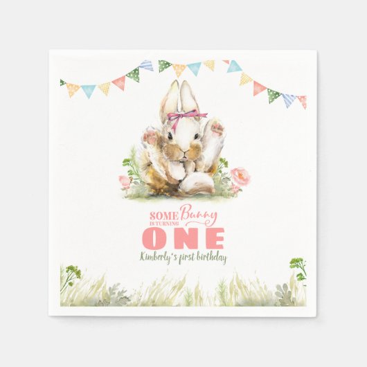Niedlich Little Bunny Geburtstag Serviette (Vorderseite)