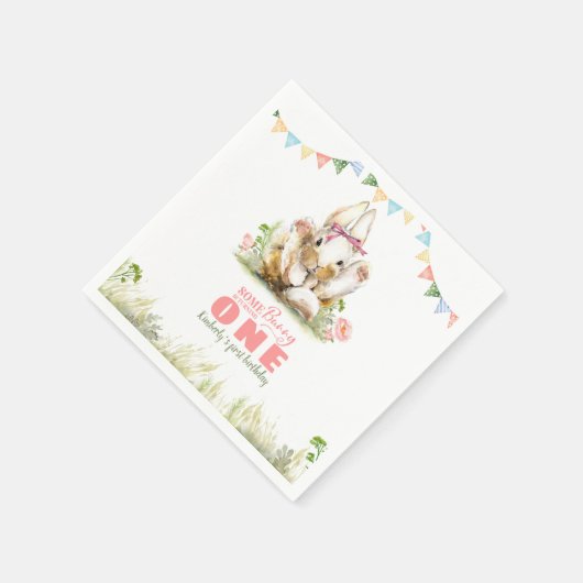 Niedlich Little Bunny Geburtstag Serviette (Ecke)