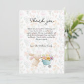 Niedlich Little Bunny Wildblumen Kinderdusche Dankeskarte (Stehend Vorderseite)