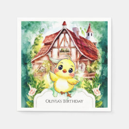 Niedlich Little Chick Watercolor Geburtstag Serviette