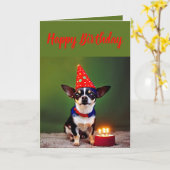 Niedlich Little Chihuahua Geburtstag Karte (Gelbe Blume)