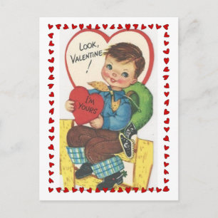 Niedlich Little Cowboy Vintag Valentine Postkarte