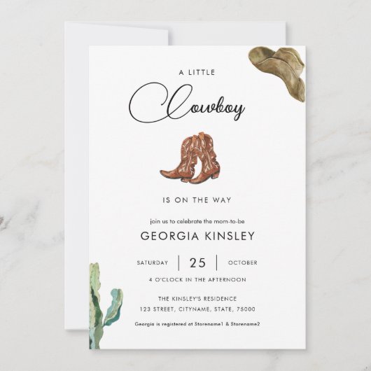 Niedlich Little Cowboy Western Rodeo Texas Kinderd Einladung (Vorderseite)