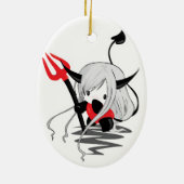 Niedlich Little Devil Girl Keramikornament (Hinten)