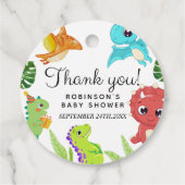 Niedlich Little Dino Baby Dusche Geschenkanhänger (Rückseite)