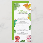 Niedlich Little Dino Baby Dusche Menükarte (Vorne/Hinten)