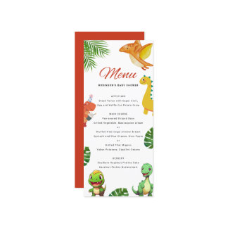 Niedlich Little Dino Baby Dusche Menükarte