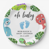 Niedlich Little Dino Baby Dusche Pappteller (Vorderseite)