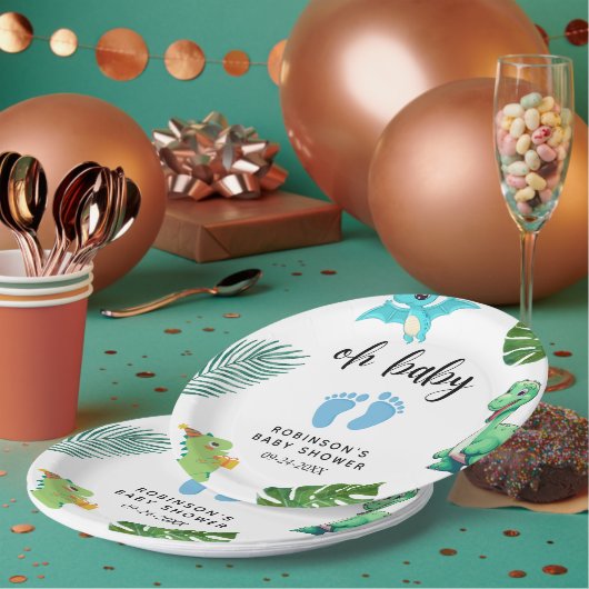 Niedlich Little Dino Baby Dusche Pappteller (Multi)