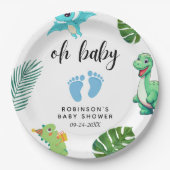 Niedlich Little Dino Baby Dusche Pappteller (Vorderseite)