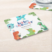 Niedlich Little Dino Baby Dusche Rechteckiger Pappuntersetzer (angewinkelt)