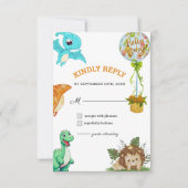 Niedlich Little Dino Baby Dusche RSVP Karte (Vorderseite)