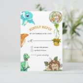 Niedlich Little Dino Baby Dusche RSVP Karte (Stehend Vorderseite)