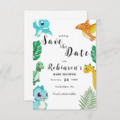 Niedlich Little Dino Baby Dusche Save The Date (Vorne/Hinten)