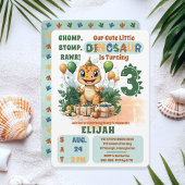 Niedlich Little Dinosaur Boy 3. Geburtstag Party Einladung