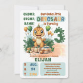 Niedlich Little Dinosaur Boy 3. Geburtstag Party Einladung (Vorderseite)
